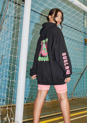 Lexi Black Graphic Oversized Hoodie