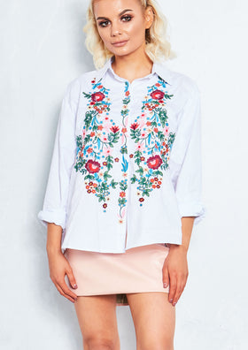 Ambre White Embroidered Shirt