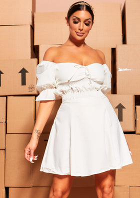 Hallie White Tie Smock Detail Mini Dress