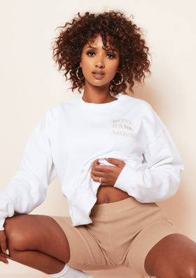 Jayla White Boss Babe Mode Slogan Oversized Sweatshirt