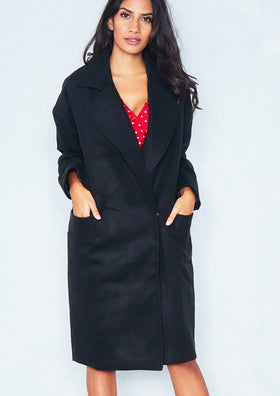 Priah Black Longline Coat