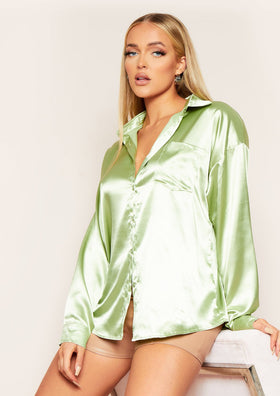 Jessica Sage Oversized Thick Satin Button Through Shirt