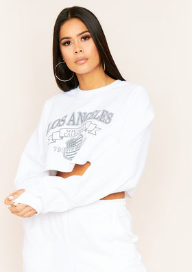 Rita White Los Angeles Slogan Graphic Oversized Sweatshirt