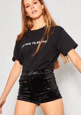 Ovia Black Crushed Velvet Shorts
