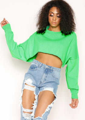 Pauline Neon Green Cropped Jumper