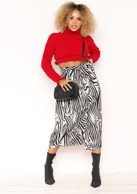 Tesha Zebra Print Wrap Skirt