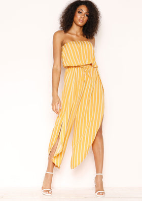 Bella Mustard Stripe Bandeau Jumpsuit