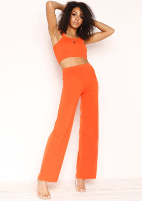 Asher Orange Crop Top & Trouser Co-Ord Set