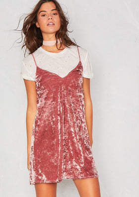 Bobbi Pink Crushed Velvet Slip Dress