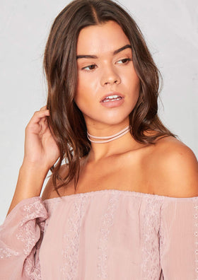 Honor Pink Faux Leather Double Strap Choker