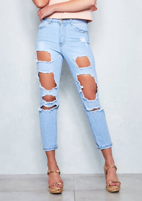 Moniqua Light Denim Distressed Jeans