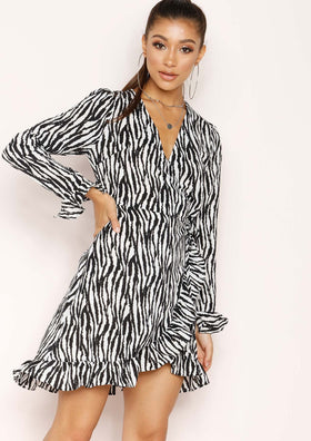 Raven Zebra Print Wrap Dress
