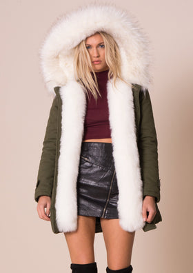 Valentina Cream Faux Fur Hood Parka