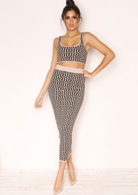 Amity Beige Aztec Knit Co-ord Set