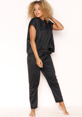 Sophie Black High Neck Boxy Loungewear Set