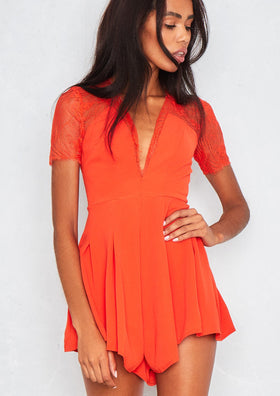 Rivia Orange Lace Detail Playsuit