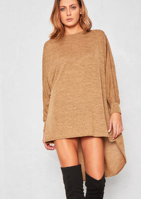 Ida Camel Oversized Batwing Dress