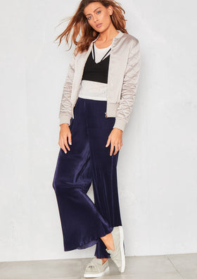 Patricia Navy Palazzo Pleated Pants