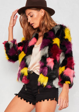 Kandyce Multi Coloured Faux Fur Jacket