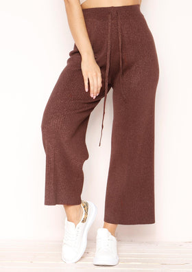 Hailey Chocolate Ribbed Glitter Culottes