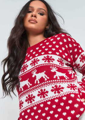 Cindy Red Oversized Christmas Jumper