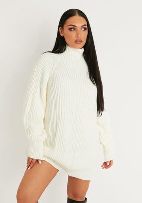 Amie Cream Chunky Knit Jumper Dress