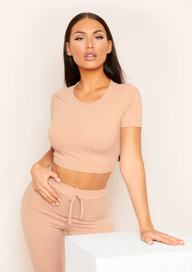 Mary Nude Mix & Match Rib Cropped T-Shirt