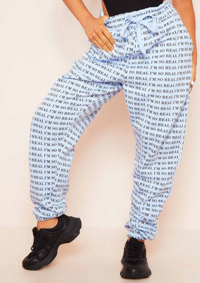 Adele Blue I'm Real Slogan Joggers