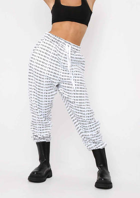 Adele White I'm Real Slogan Joggers
