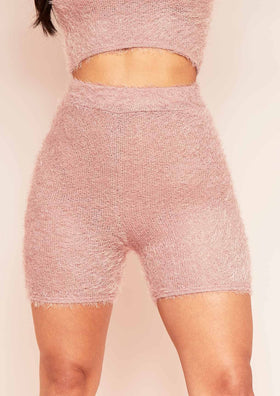 Seena Rose Fluffy Knit High Waist Shorts