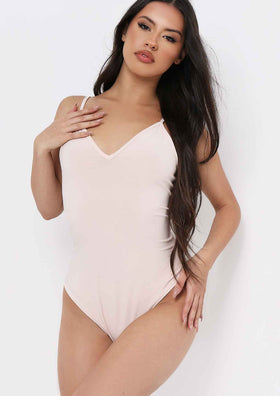 Sidra Stone Smooth Plunge Strappy Bodysuit