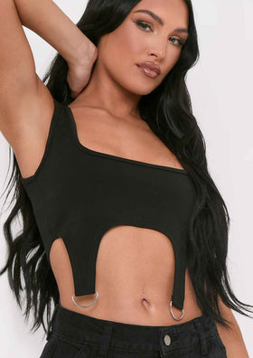 Chaka Black D Ring Corset Crop Top