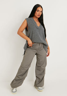 Cassey Charcoal Knitted Vest Top