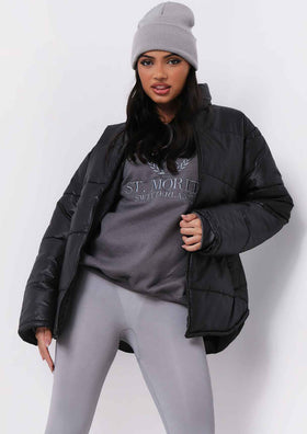 Nalia Black Oversized Puffa Coat