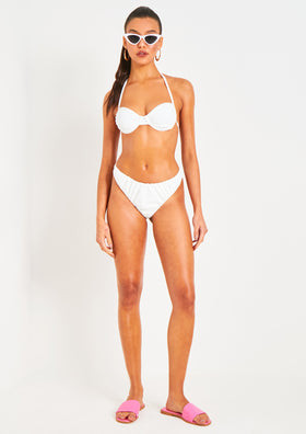 Irla Ivory Halter Neck Ruched Detail Underwire Bikini Top