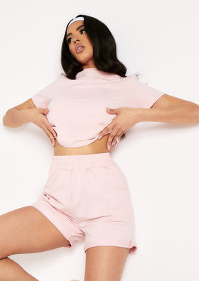 Kaylie Pink Top And Shorts Loungewear Co-Ord Set