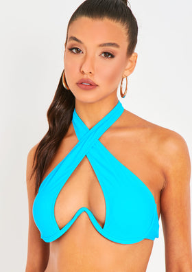 Bonita Blue Underwired Halterneck Bikini Top