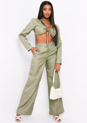 Sabrina Khaki High Waisted Trouser Co-ord