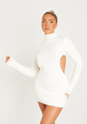 Cecilia Cream Cut Out Knitted Dress
