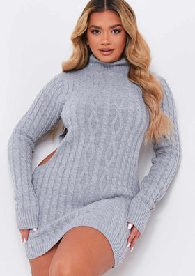 Cecilia Grey Cut Out Knitted Dress