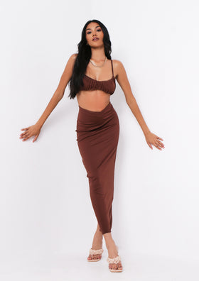 Dulcie Chocolate High Waisted Co-ord Maxi Skirt