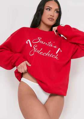 Ruby Red 'Santa's Sidechick' Candy Cane Sweatshirt