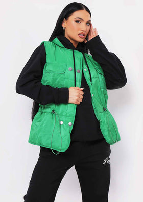 Nelly Green Padded Toggle Detail Gilet