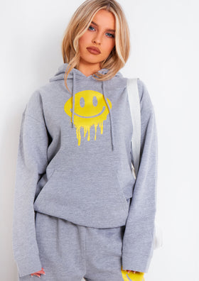 Mika Grey Smiley Face Hoodie
