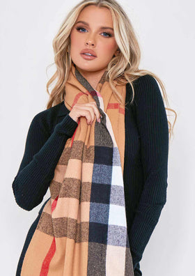 Kate Beige Check Scarf