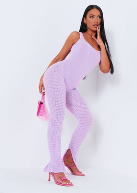 Ava Lilac Knitted Open Back Jumpsuit