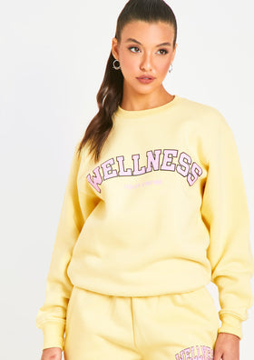 Agne Lemon Yellow Wellness Slogan Sweatshirt Co-Ord