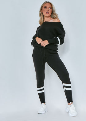 Dominique Black Oversized Knitted Loungewear Set