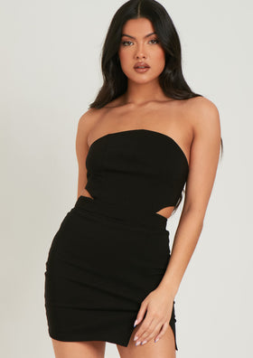 Paisley Black Bandeau Tie Back Woven Corset Top