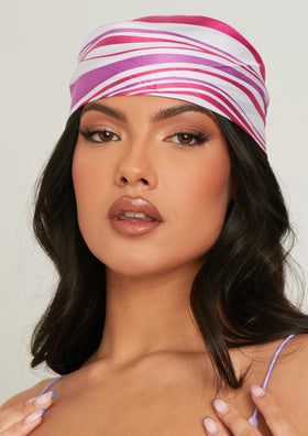 Summar Pink Swirl Print Head Scarf